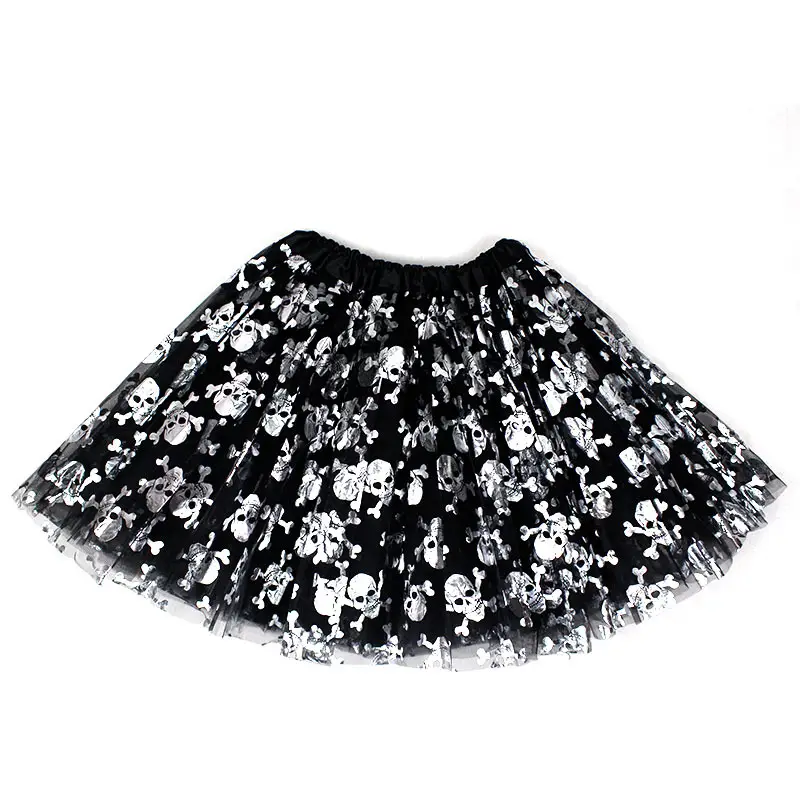 Halloween Princess Three Layer Mesh Skirt Skull Pumpkin Design - Image 3