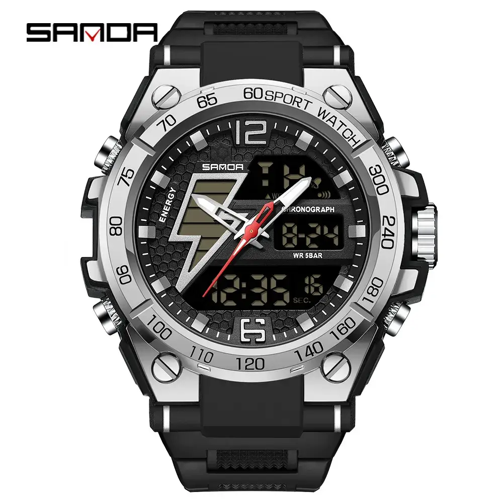 Sanda Military Male Watch Gold Black Multifunctional Waterproof