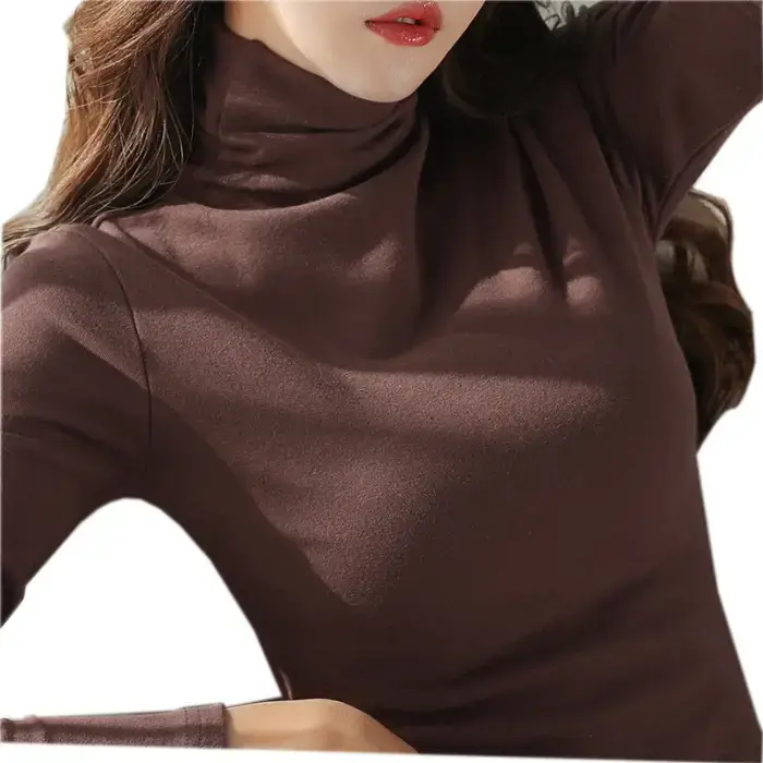 2022 Women's Black High Collar Long Sleeve T-Shirt - Image 7