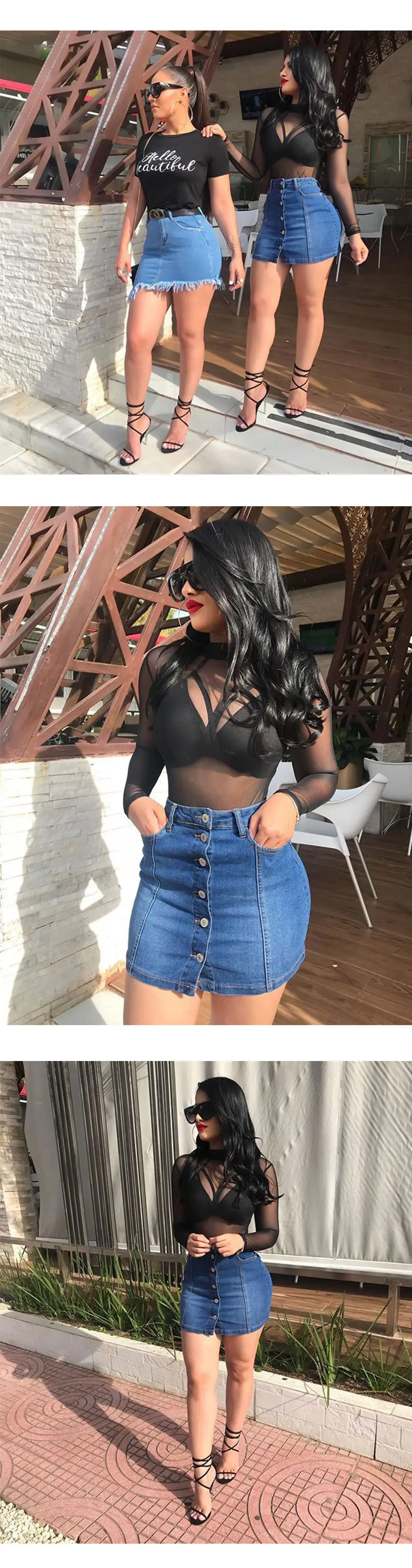 Women French New Style Buttoned Denim Shorts — feature 4