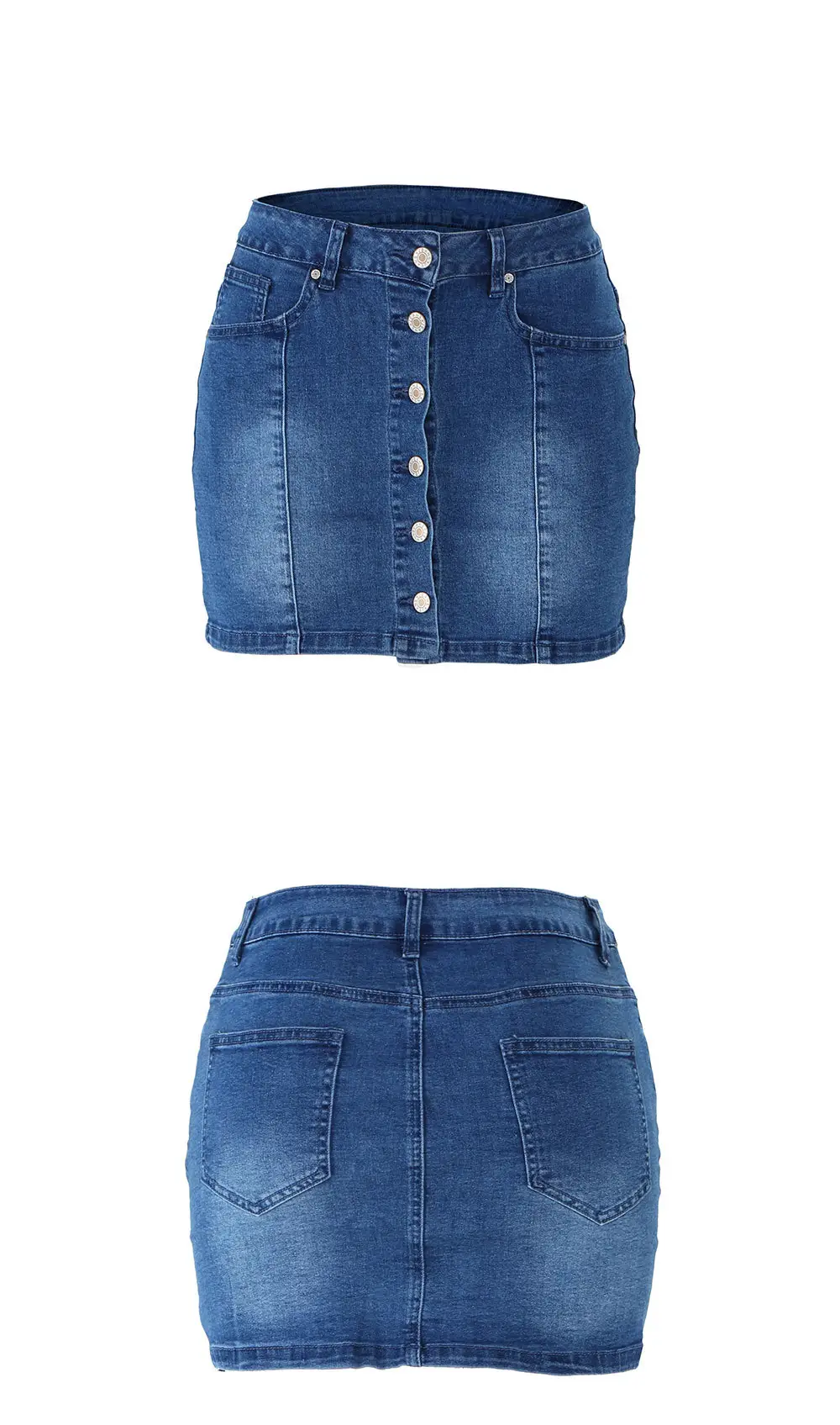 Women French New Style Buttoned Denim Shorts — feature 5