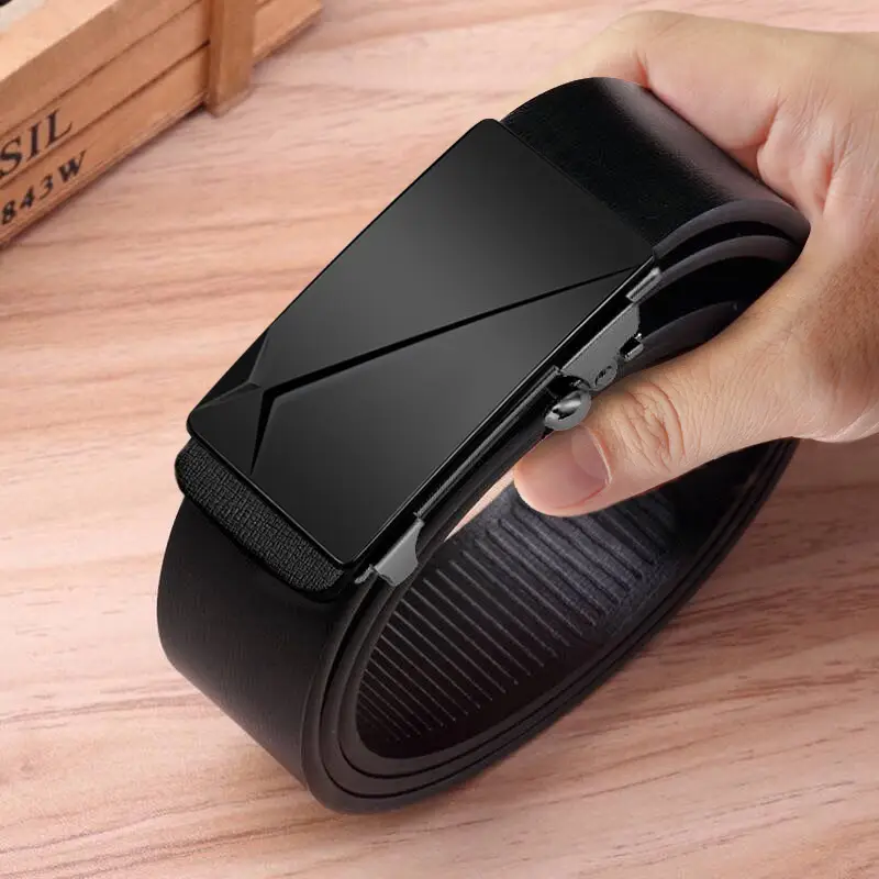 Men's Toothless Automatic Buckle Belt Black