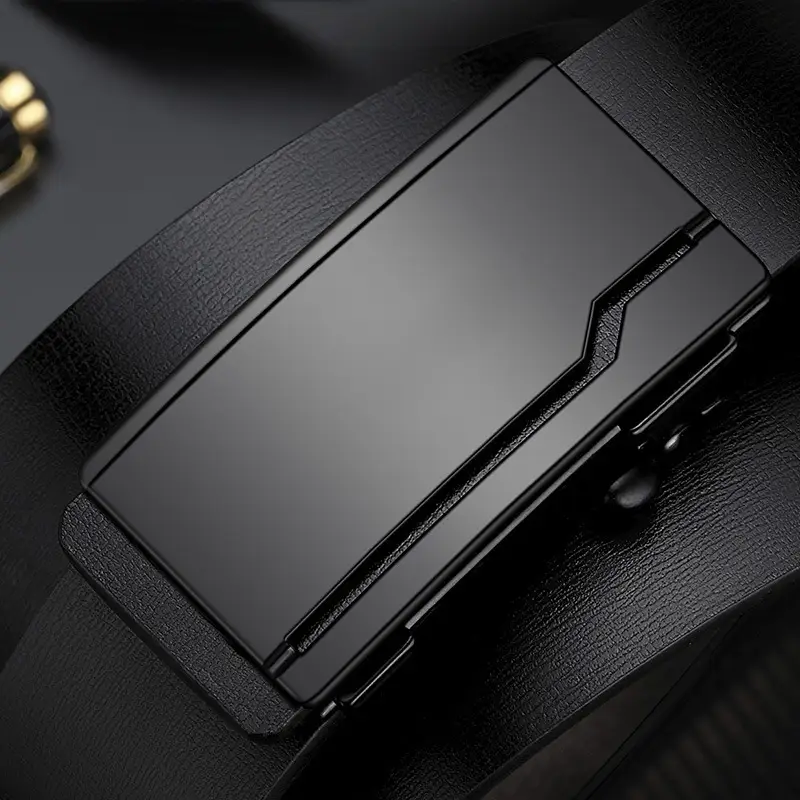 Men's Toothless Automatic Buckle Belt Black