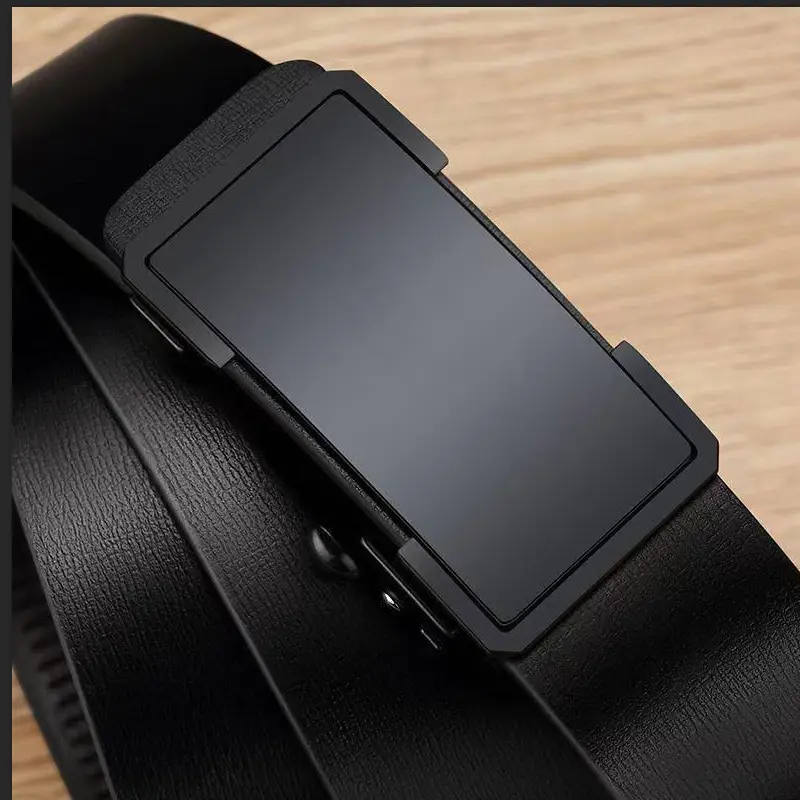 Men's Toothless Automatic Buckle Belt Black