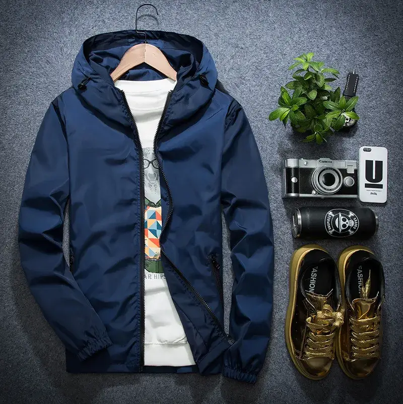 Men's Black Hooded Jacket Korean Style Slim Fit - Image 7