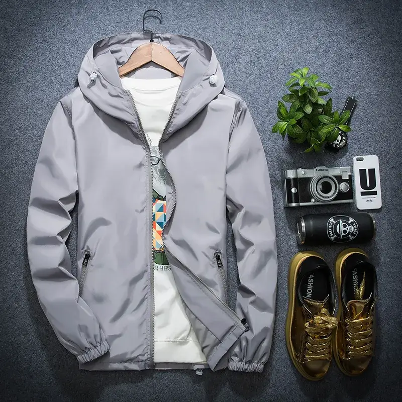 Men's Black Hooded Jacket Korean Style Slim Fit - Image 9