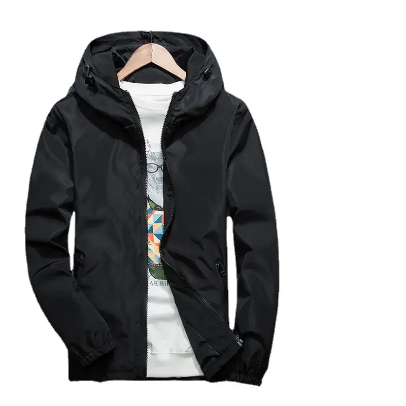 Men's Black Hooded Jacket Korean Style Slim Fit - Image 10