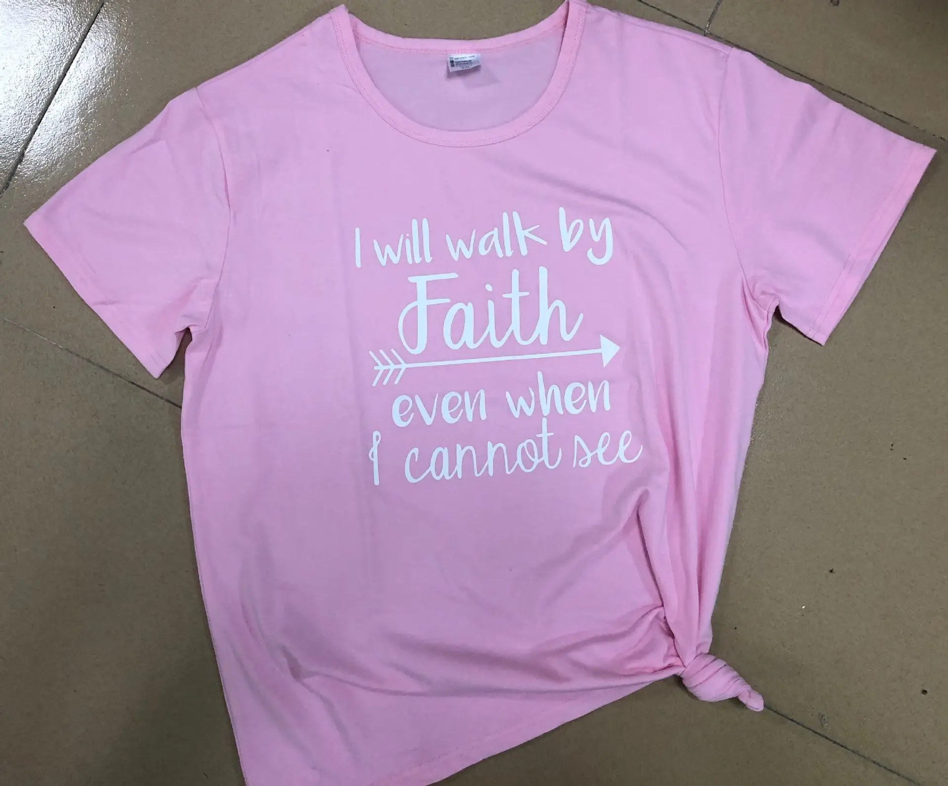 Women Red Faith Graphic T-Shirt Short Sleeve Summer Wear - Image 4