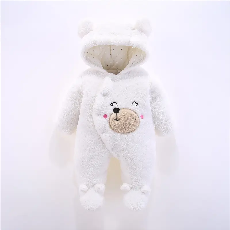 Pink Bear Hooded Baby Jumpsuit for Newborn Winter - Image 6