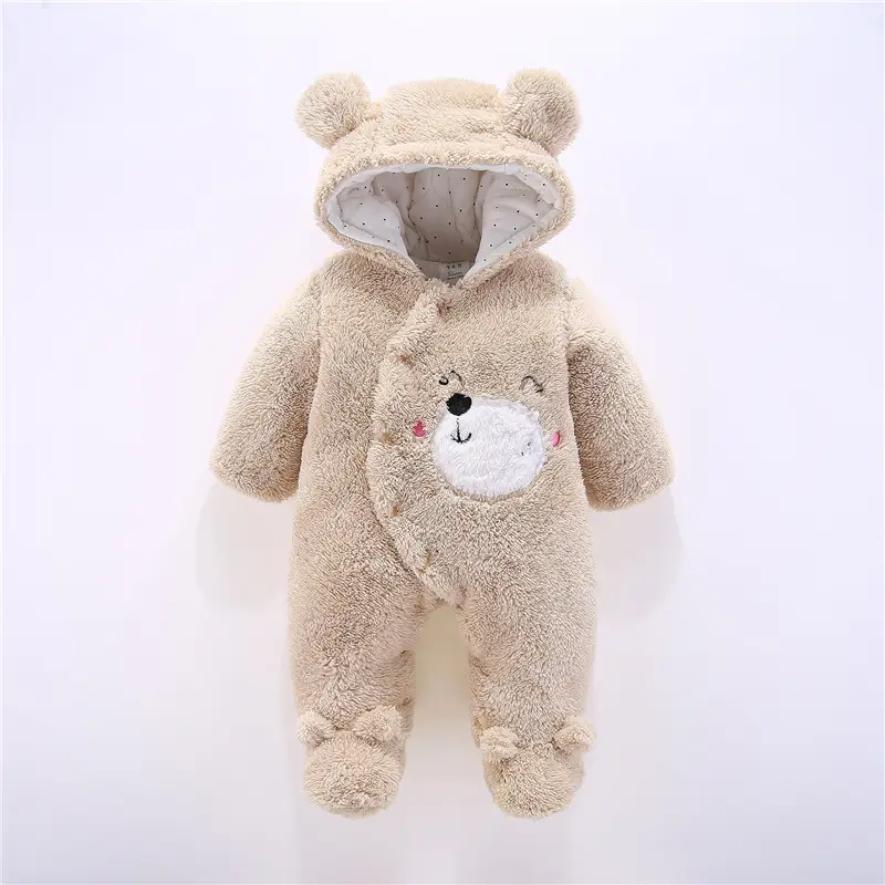 Pink Bear Hooded Baby Jumpsuit for Newborn Winter - Image 7