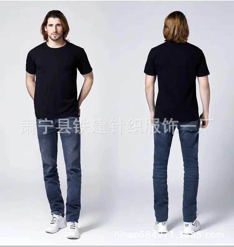 Men Grey V-Neck Cotton T-Shirt CVC180 - Image 12