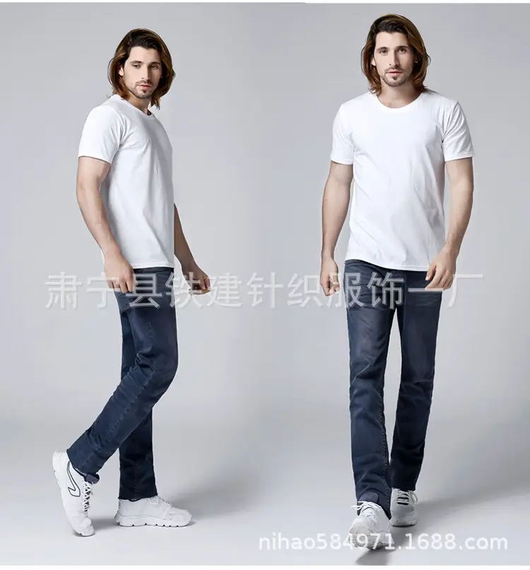 Men Grey V-Neck Cotton T-Shirt CVC180 - Image 13