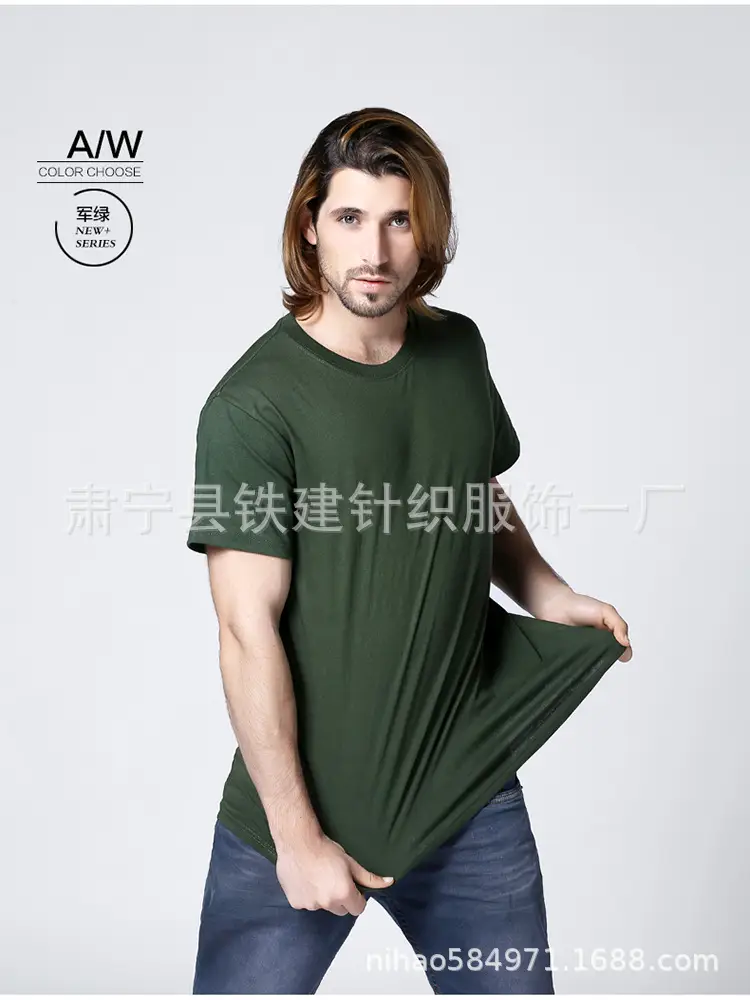 Men Grey V-Neck Cotton T-Shirt CVC180 - Image 10