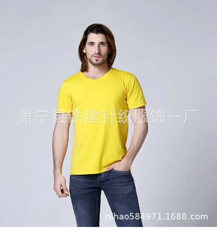 Men Grey V-Neck Cotton T-Shirt CVC180 - Image 5
