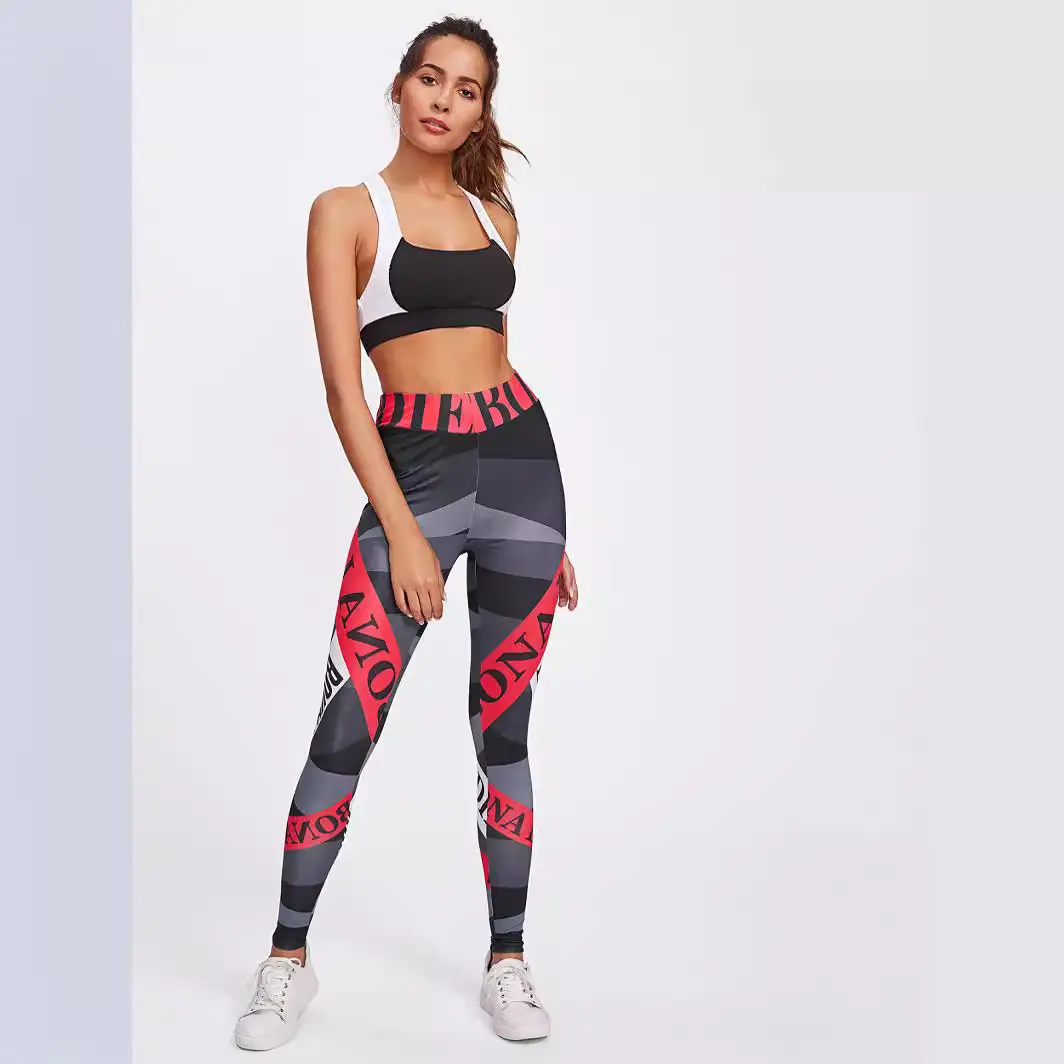 2025 Cross-Border European & American Stripe Digital Print Yoga Pants High-Waisted Hip-Lifting Elastic - Image 6