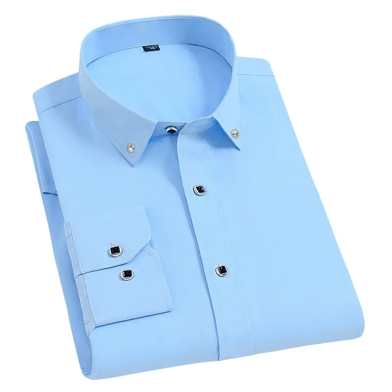 New Men's Blue Buckle Collar Shirt - Image 47