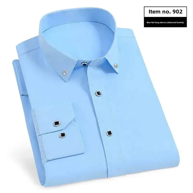 New Men's Blue Buckle Collar Shirt - Image 17