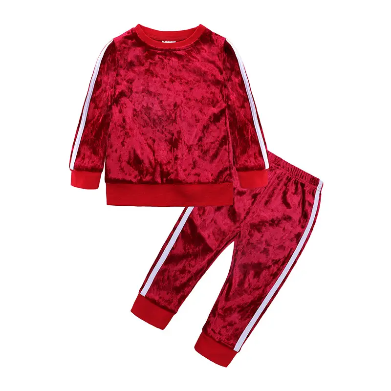 Children's Velvet Two-Piece Suit Gray Infant Boys Girls - Image 2