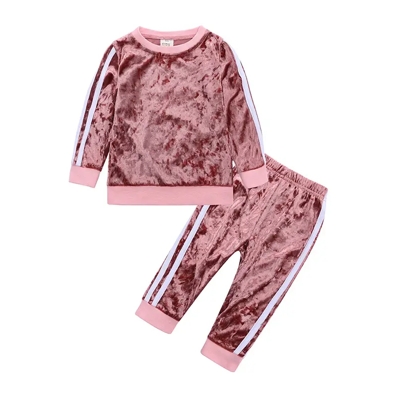 Children's Velvet Two-Piece Suit Gray Infant Boys Girls - Image 4