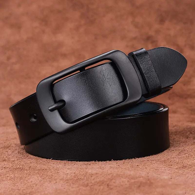 Women's Black Genuine Leather Belt Casual Decorative - Image 5