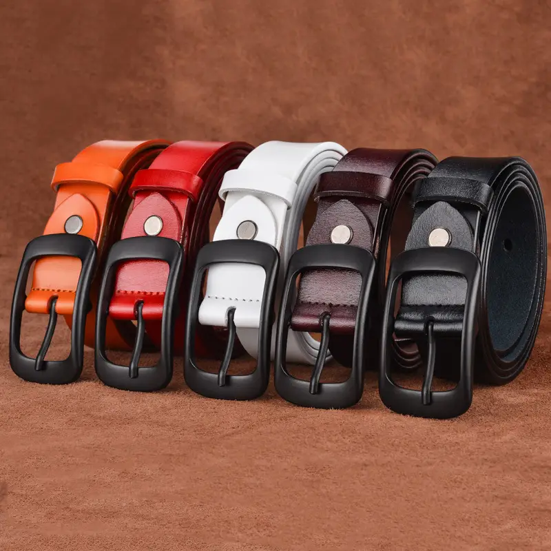 Women's Black Genuine Leather Belt Casual Decorative - Image 7