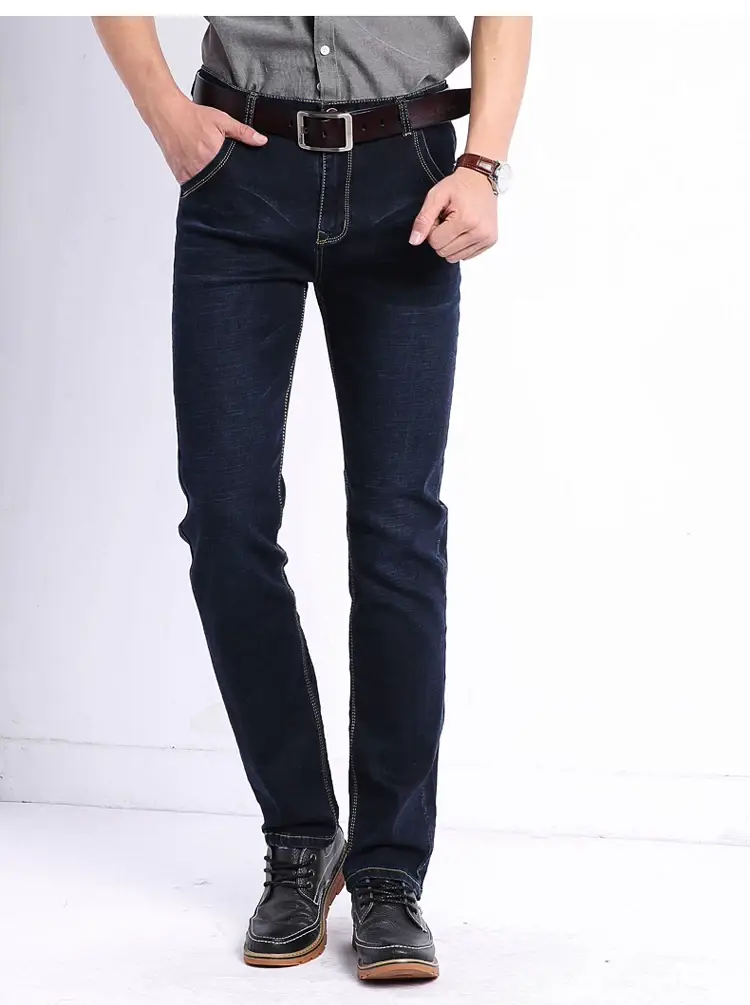 Men Dark Blue High Stretch Loose Jeans Extra Large — feature 18