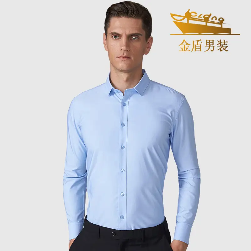 Jindun Bamboo Fiber Light Blue Long Sleeve Shirt - Image 10