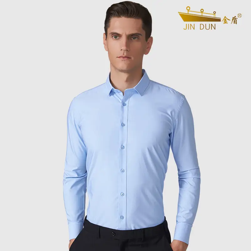 Jindun Bamboo Fiber Light Blue Long Sleeve Shirt - Image 3