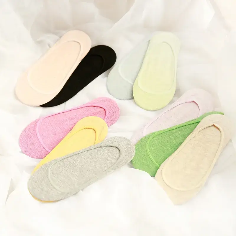 Blue Cotton Slip-On Socks for Men Women - Image 4