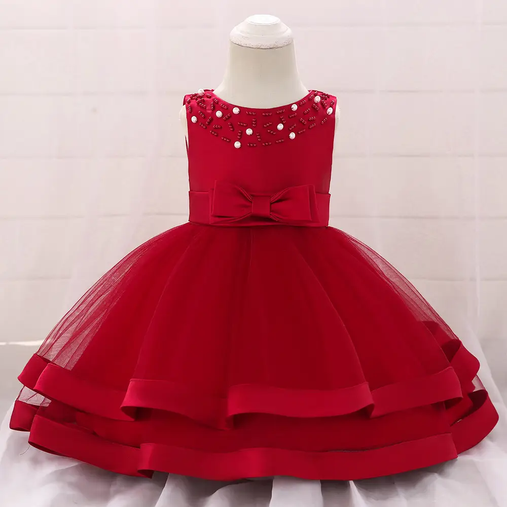 Baby Princess Bow Dress Beige Tulle Layered - Image 9