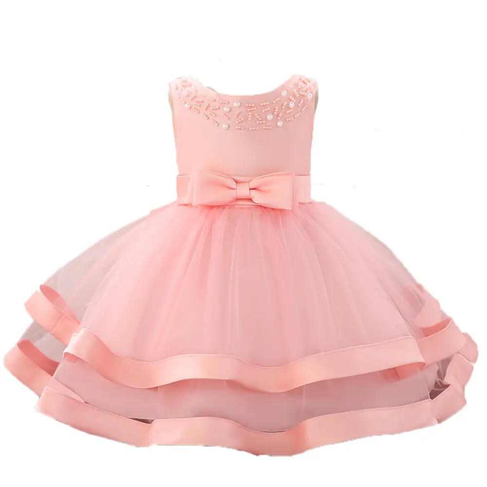 Baby Princess Bow Dress Beige Tulle Layered - Image 11