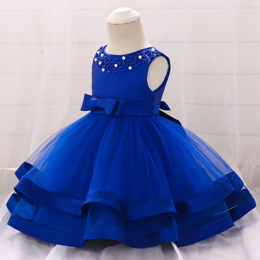 Baby Princess Bow Dress Beige Tulle Layered - Image 2