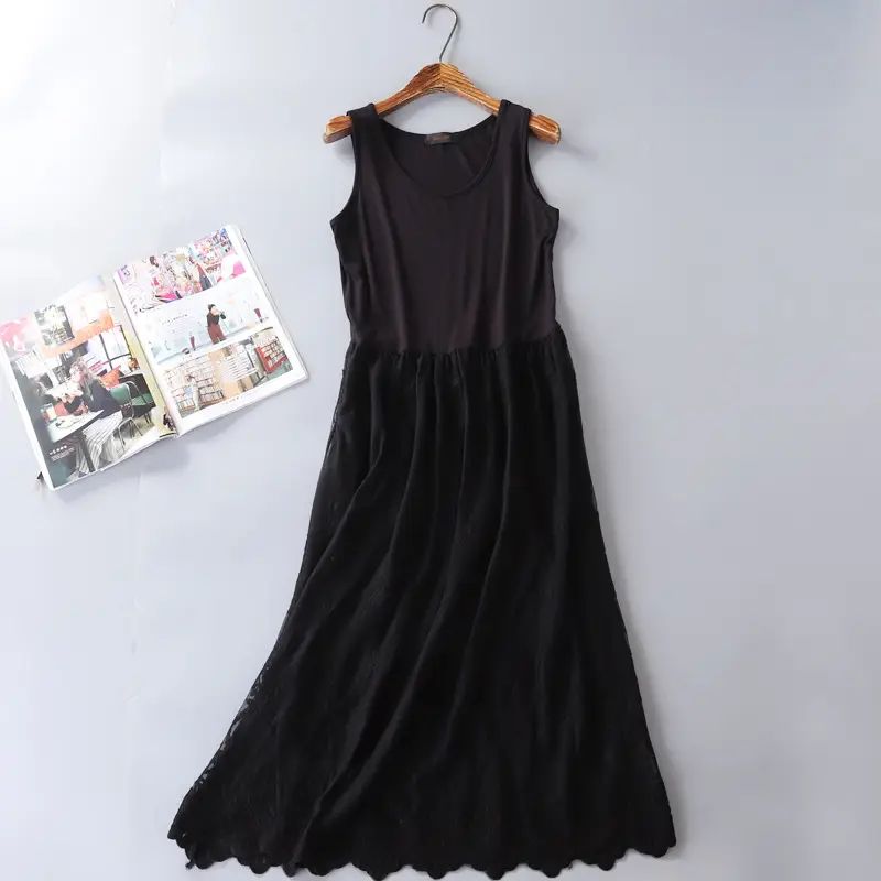 Black Modal Inner Petticoat Dress with Korean Lace Base - Image 3