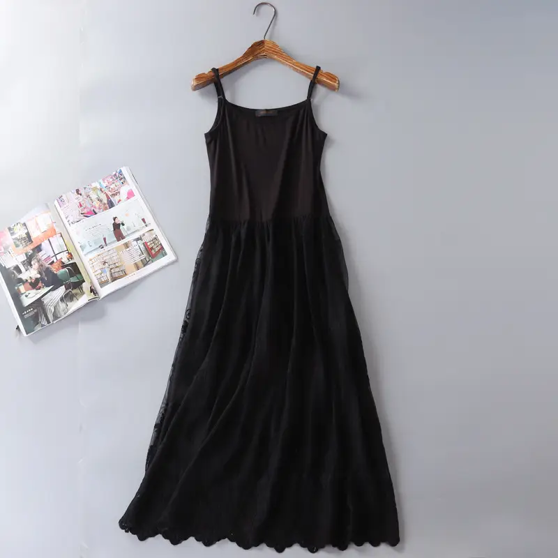 Black Modal Inner Petticoat Dress with Korean Lace Base - Image 4