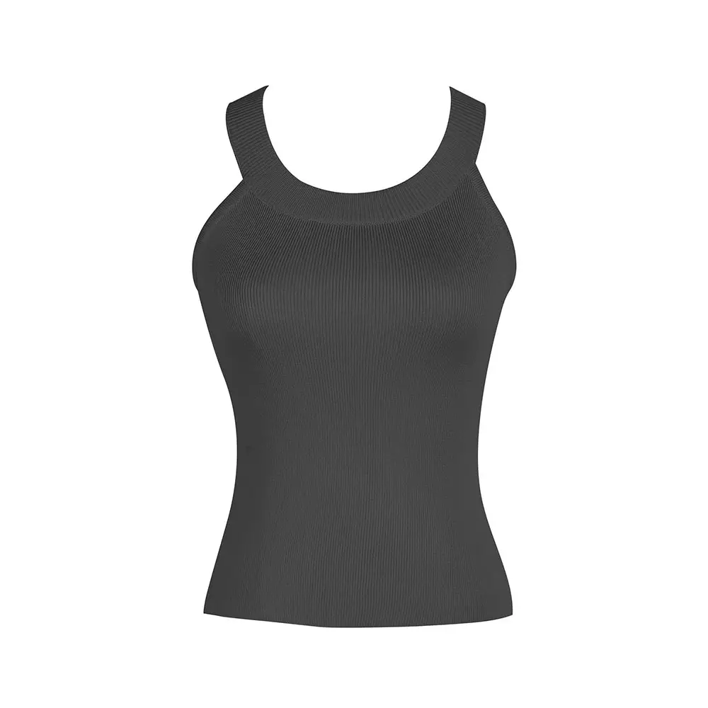 2025 Black Elastic Slim Vest for Women - Image 2