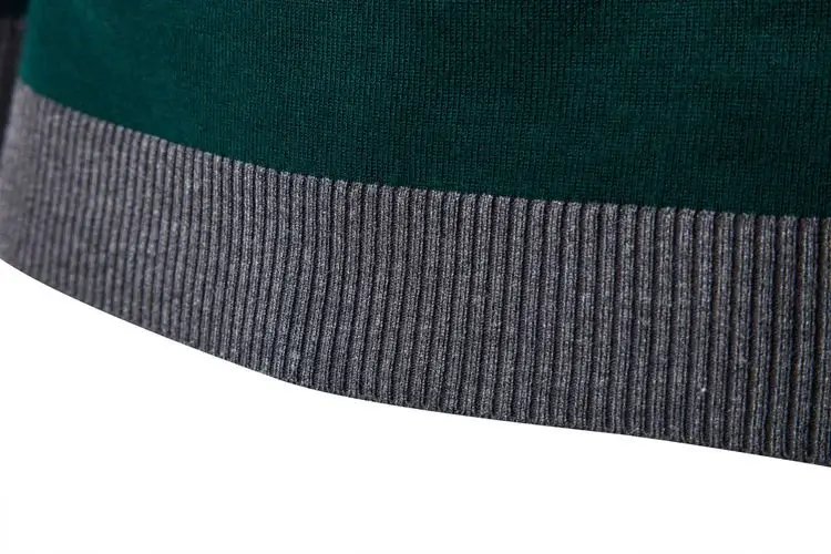 Men's Green Black Geometric Knit Long Sleeve Sweater — feature 6