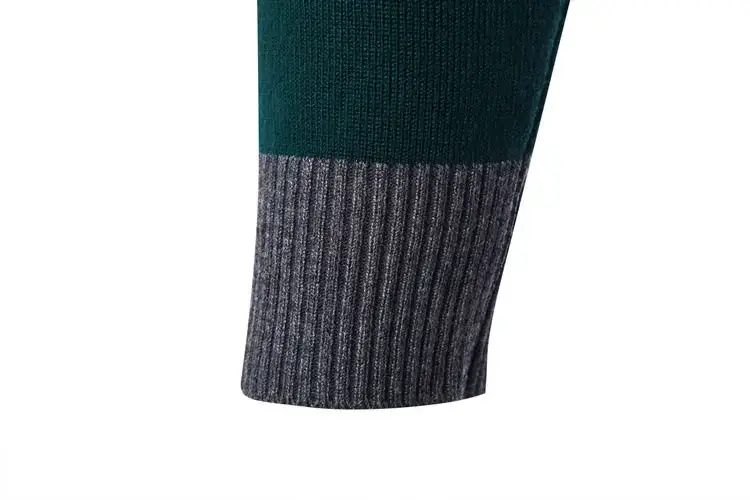 Men's Green Black Geometric Knit Long Sleeve Sweater — feature 7