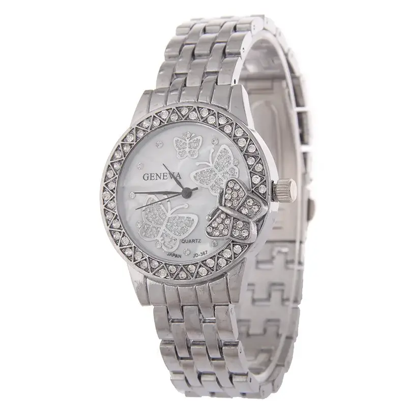 Women's Rose Gold Full Diamond Watch with Butterfly Design - Image 3
