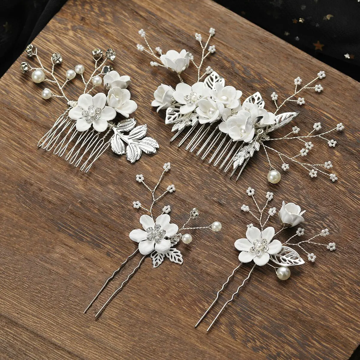 White Floral Hair Comb for Korean Wedding Dress