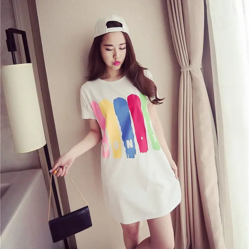 2025 Summer Loose Printed T-Shirt Women Mid-Length Round Neck - Image 6