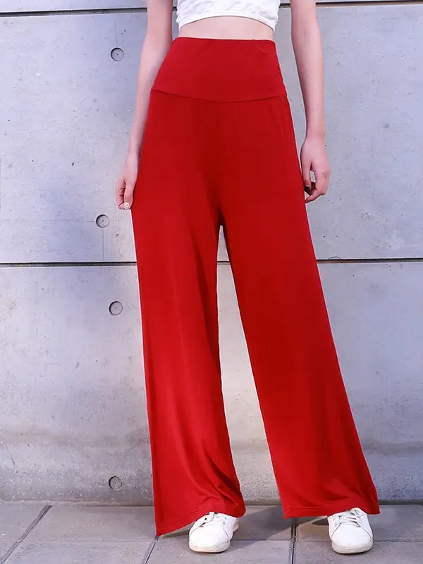 Women's Black Modal Wide Leg Pants Spring Autumn - Image 7