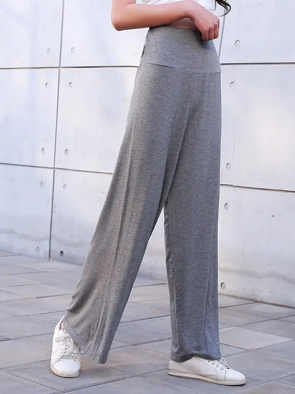 Women's Black Modal Wide Leg Pants Spring Autumn - Image 9