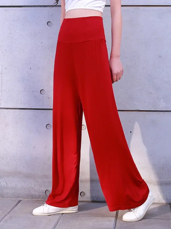 Women's Black Modal Wide Leg Pants Spring Autumn - Image 10
