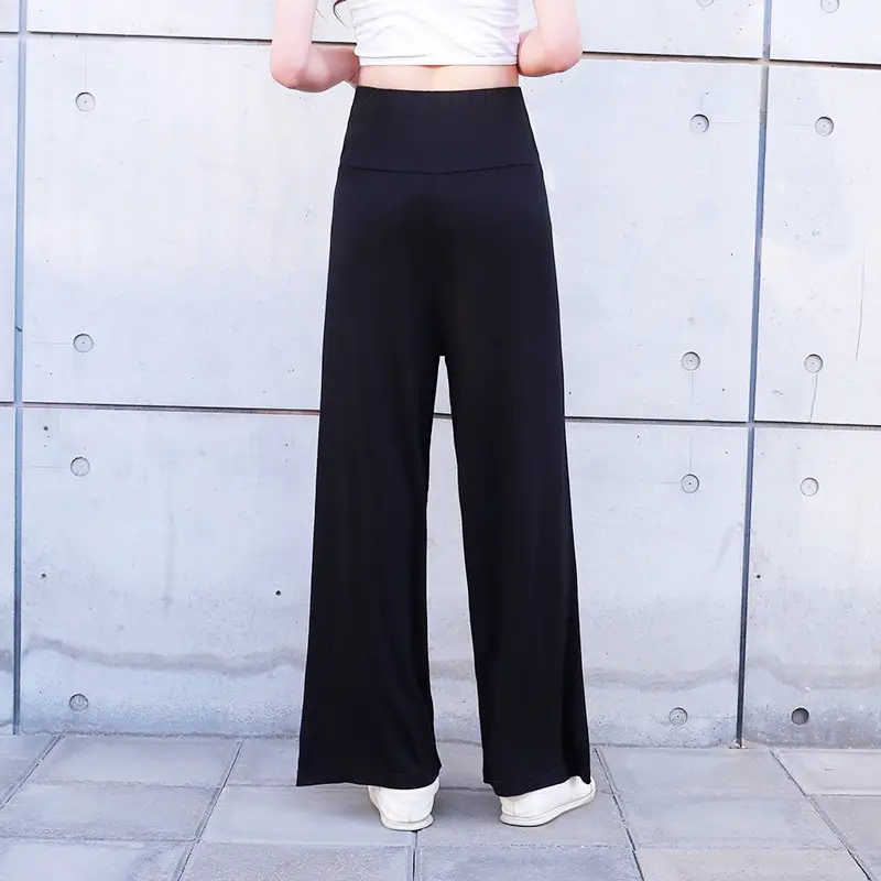 Women's Black Modal Wide Leg Pants Spring Autumn — feature 11