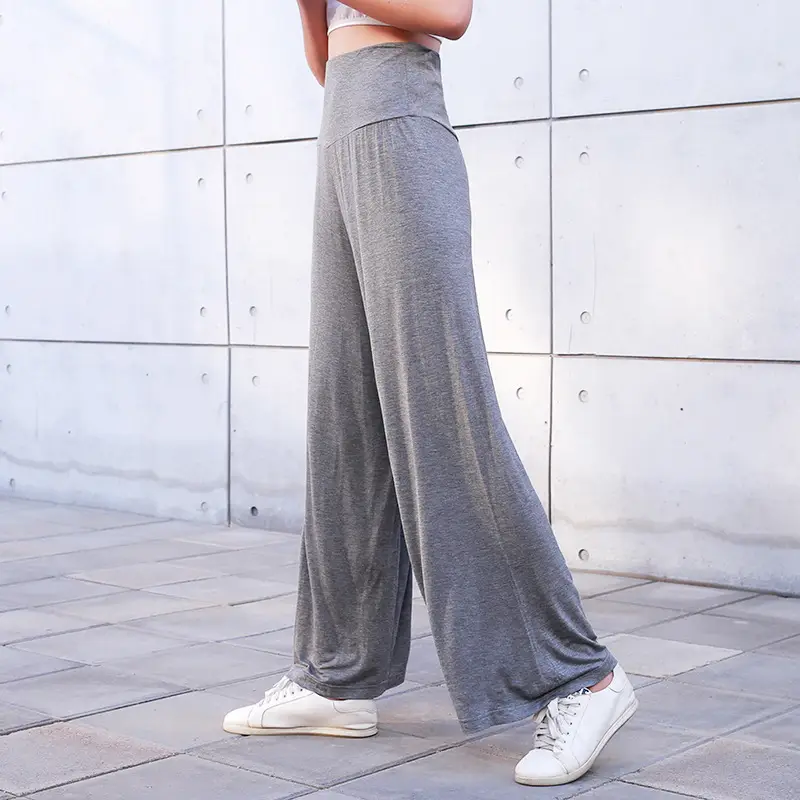 Women's Black Modal Wide Leg Pants Spring Autumn — feature 14