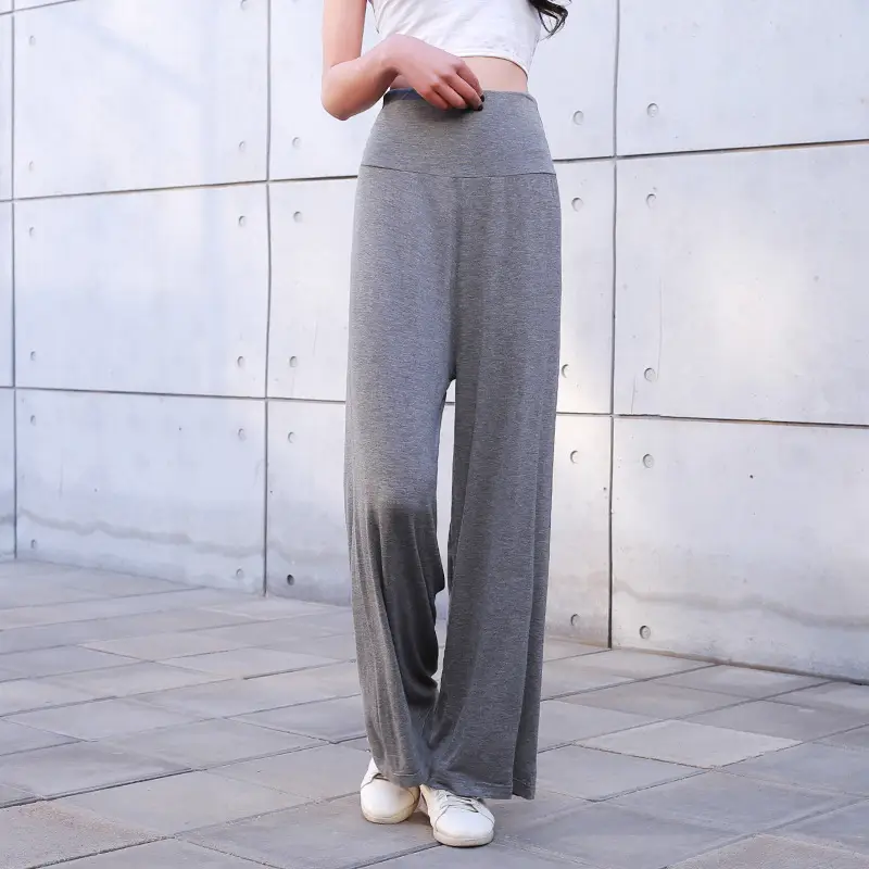 Women's Black Modal Wide Leg Pants Spring Autumn — feature 15