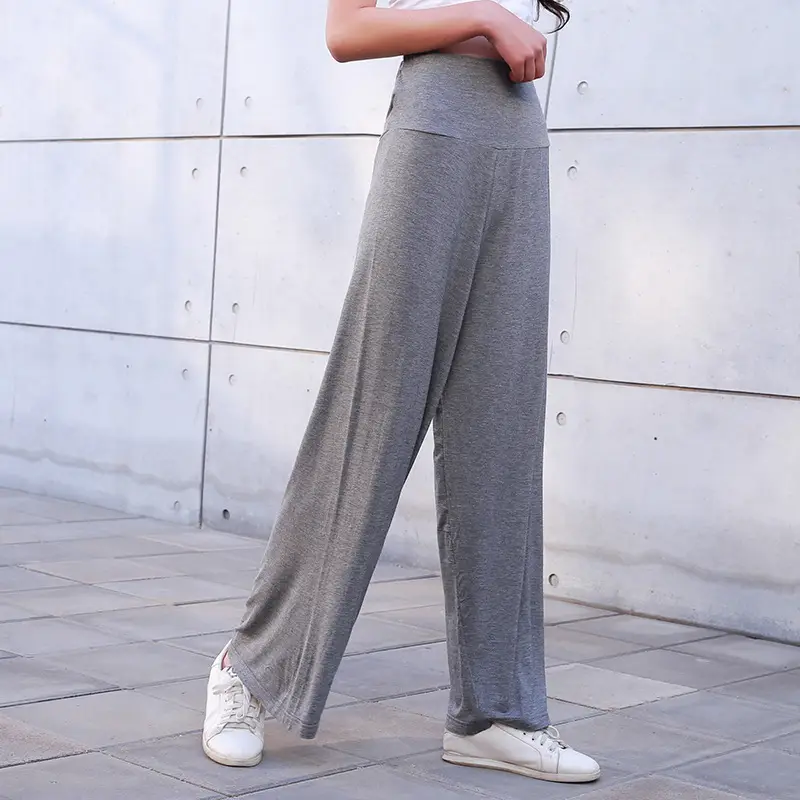Women's Black Modal Wide Leg Pants Spring Autumn — feature 16