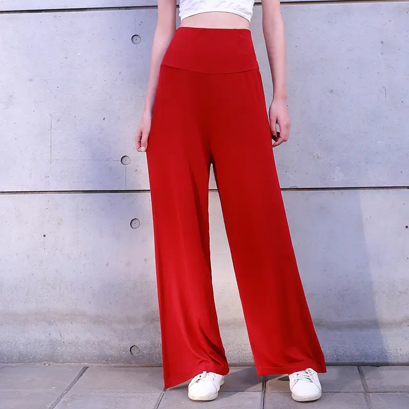 Women's Black Modal Wide Leg Pants Spring Autumn — feature 22