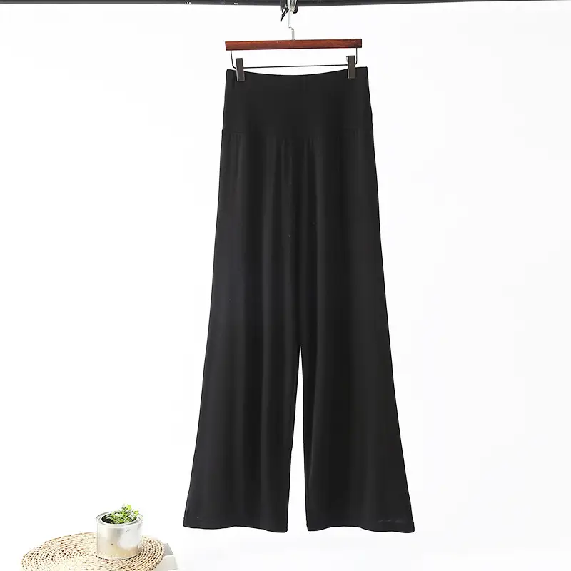 Women's Black Modal Wide Leg Pants Spring Autumn — feature 26