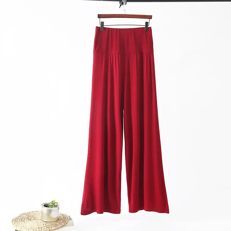 Women's Black Modal Wide Leg Pants Spring Autumn - Image 2